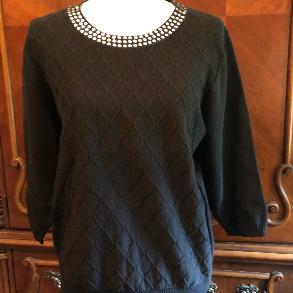"Cathy Daniels" Black Embellished Top